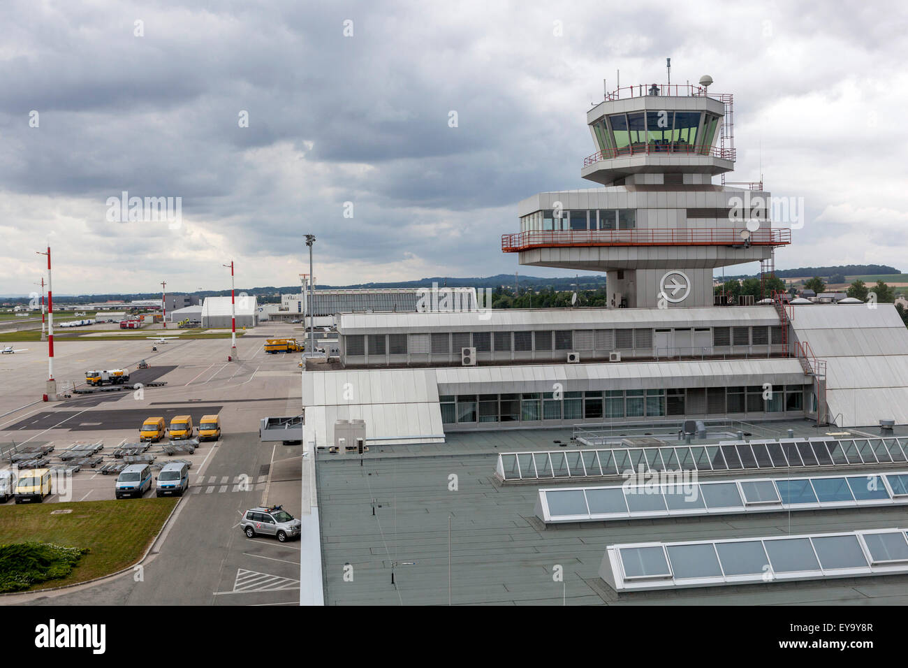 Control Tower, Blue Danube Airport, Linz, Austria Stock Photo
