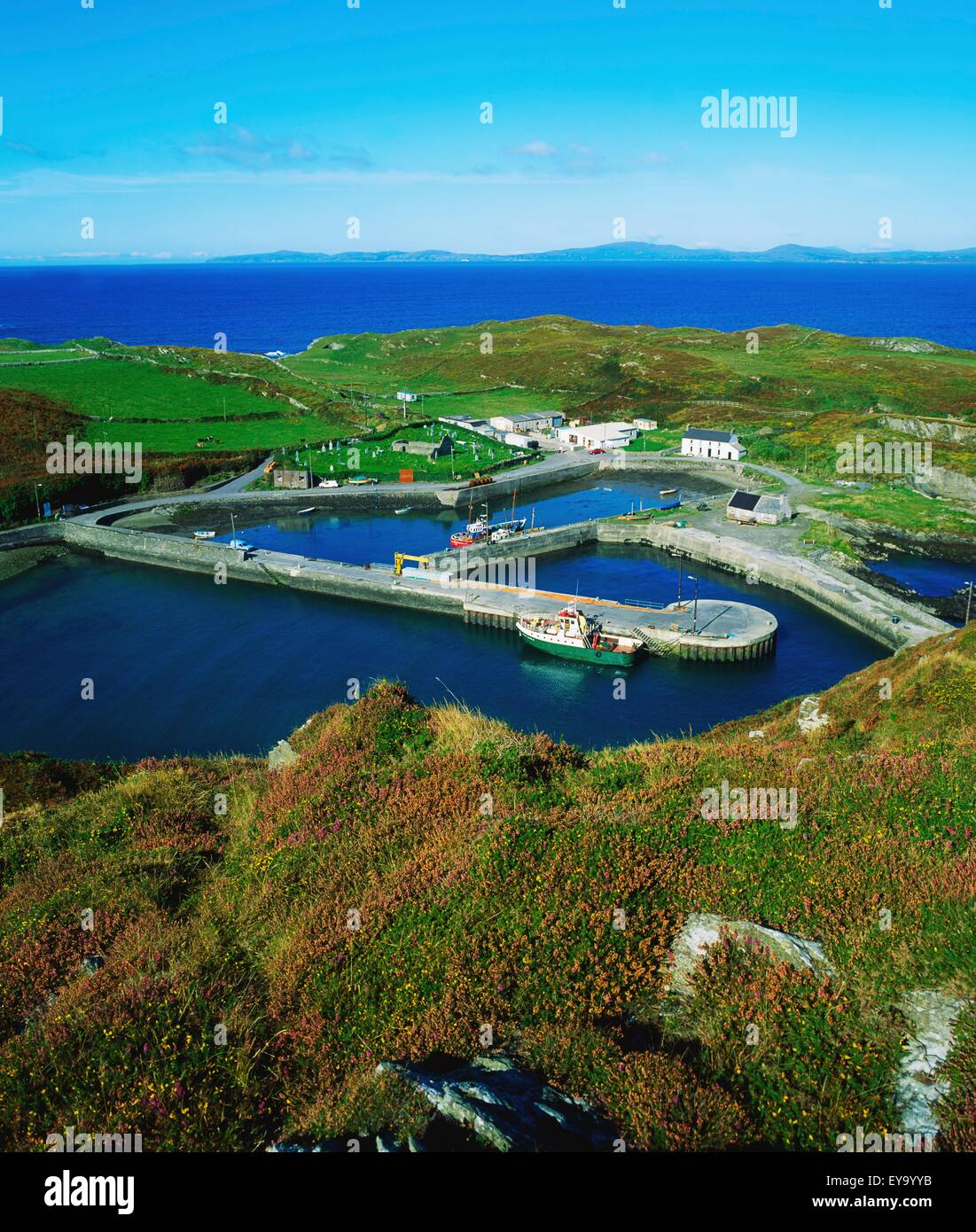 North Harbour, Cape Clear Island, County Cork, Ireland; Aerial View Of