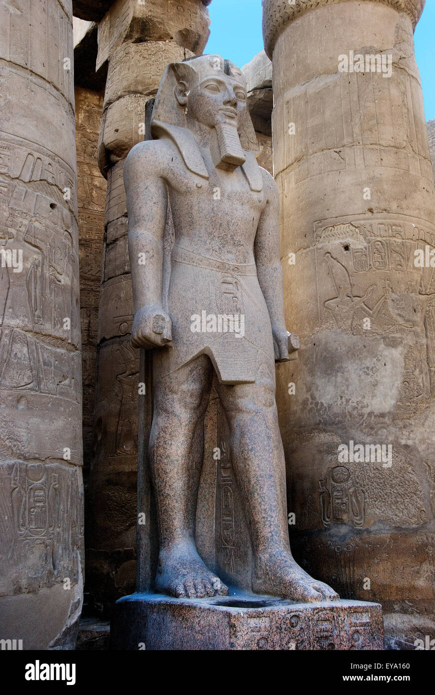 Luxor, Egypt. Temple of Luxor (Ipet resyt):  a big statue of the king Ramses II the Great (1303-1212) Stock Photo