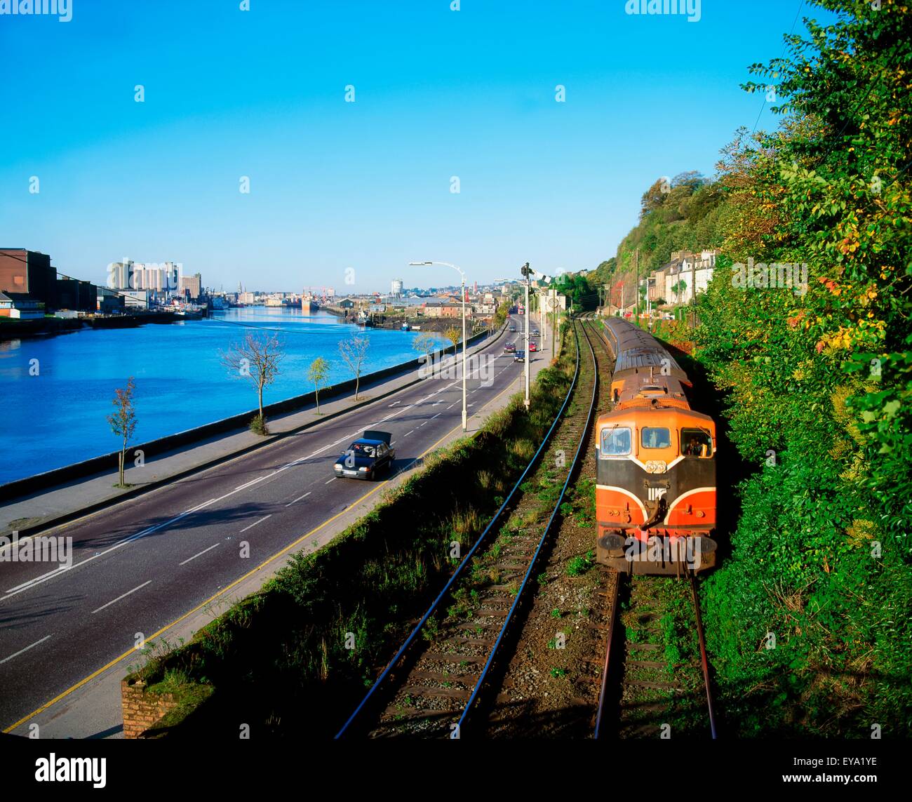 Rail And Road, Lower Glanmire Road And River Lee, Cork City, Ireland Stock Photo Alamy
