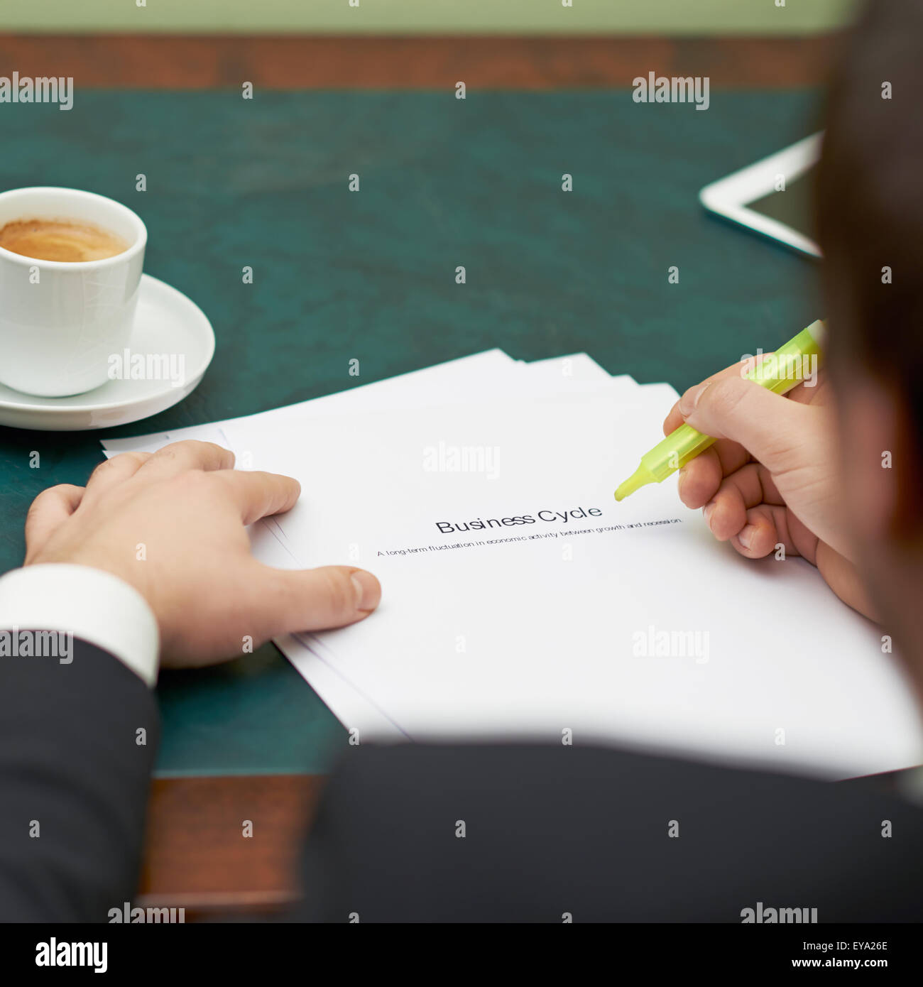 Marking words in a business cycle definition Stock Photo