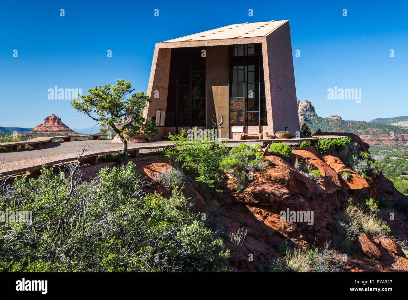 The Roman Catholic Chapel of the Cross in the red buttes of Sedona, Arizona, USA. Stock Photo