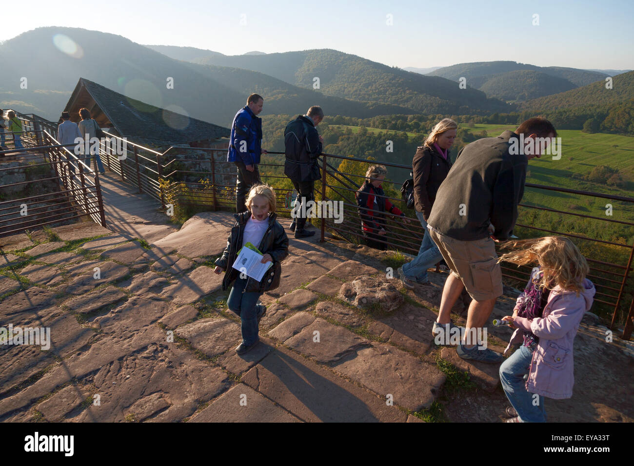 Lembach, France, visitors at the Castle Fleckenstein Stock Photo