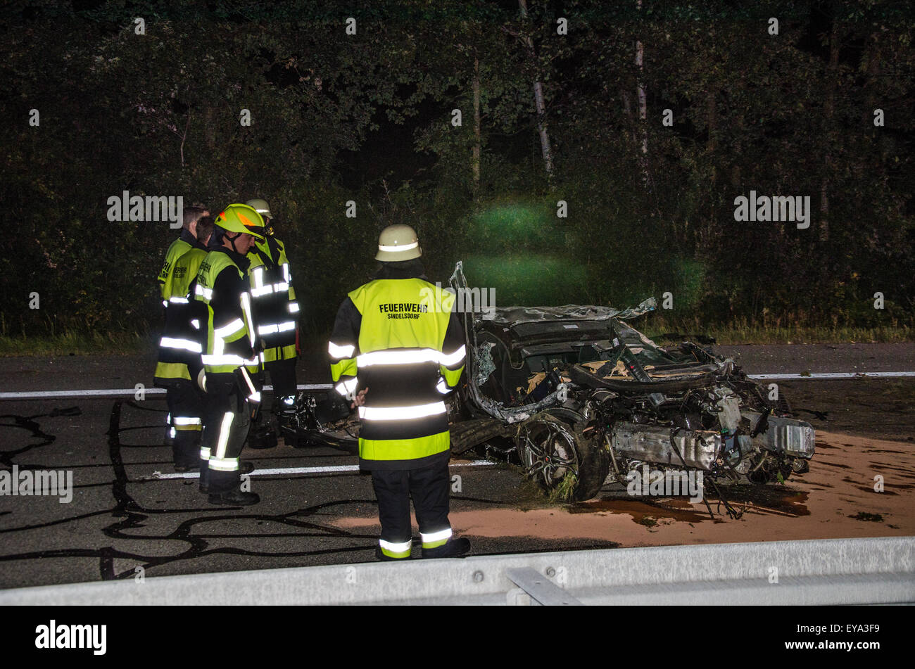 Heavy accident on the motorway near Murnau Stock Photo