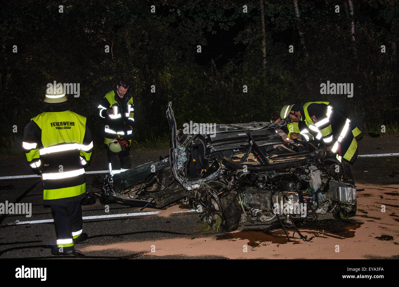 Heavy accident on the motorway near Murnau Stock Photo