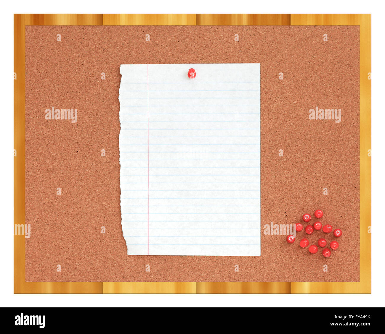 Cork board with notes and red pins Stock Photo Alamy