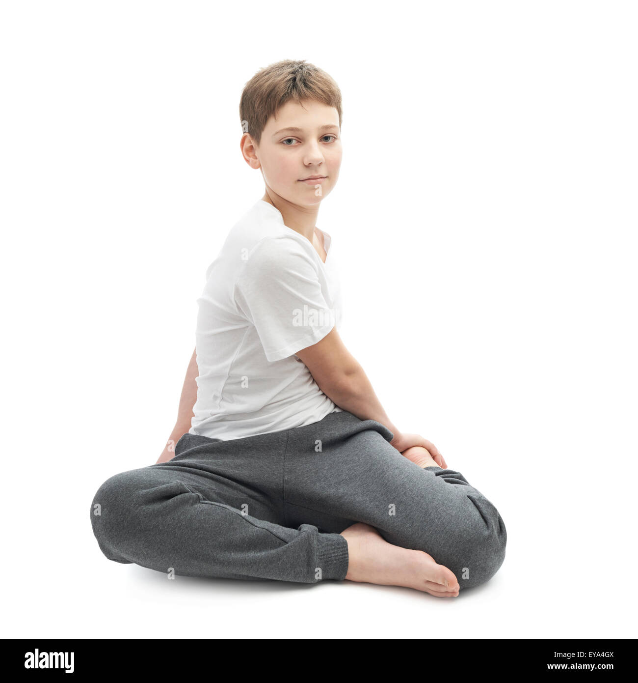 Small Boy On Yoga Mat Home Stock Photo 1703802922