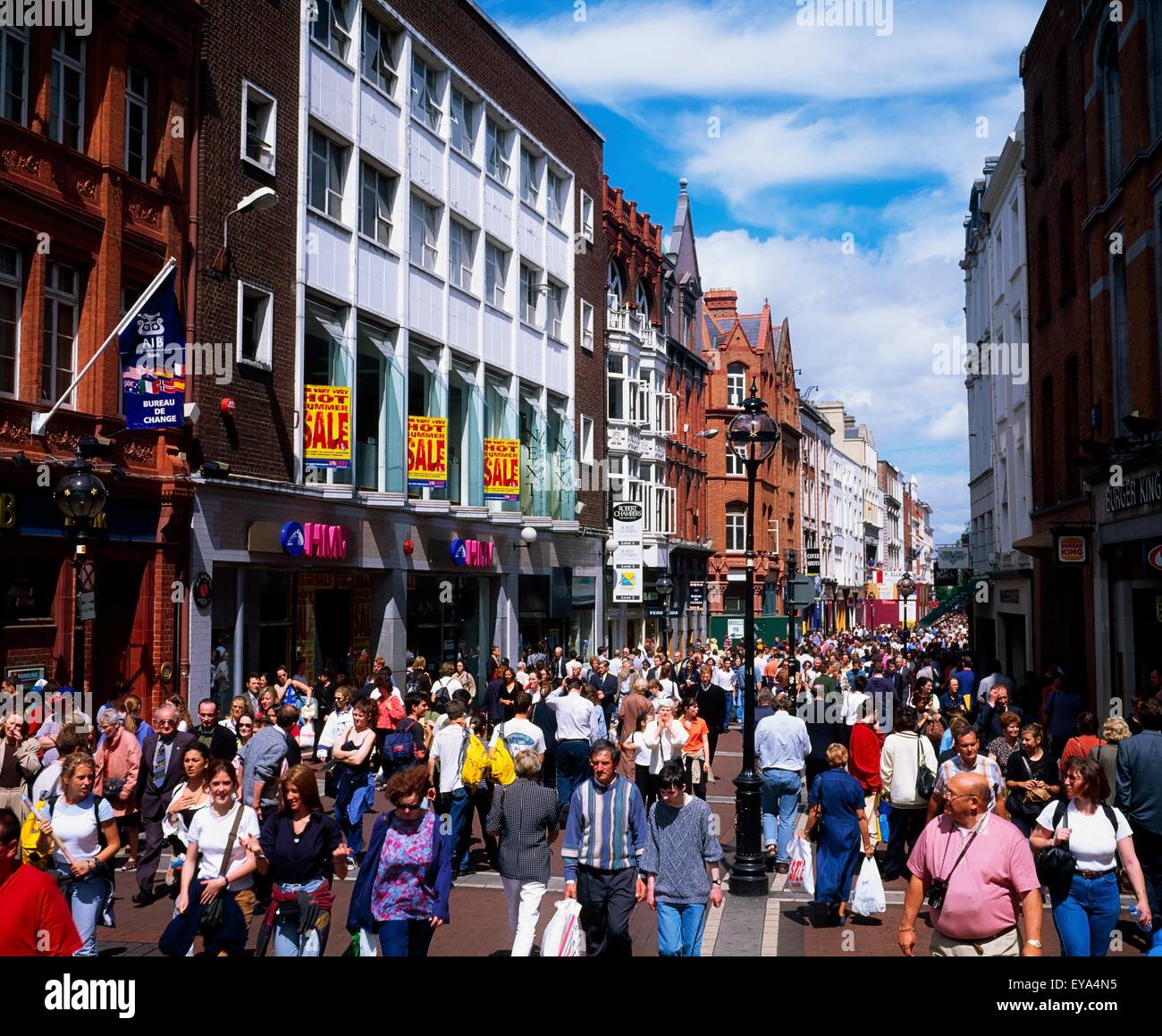 Grafton Street, Dublin, Co Dublin, Ireland; Crowded Street In Dublin