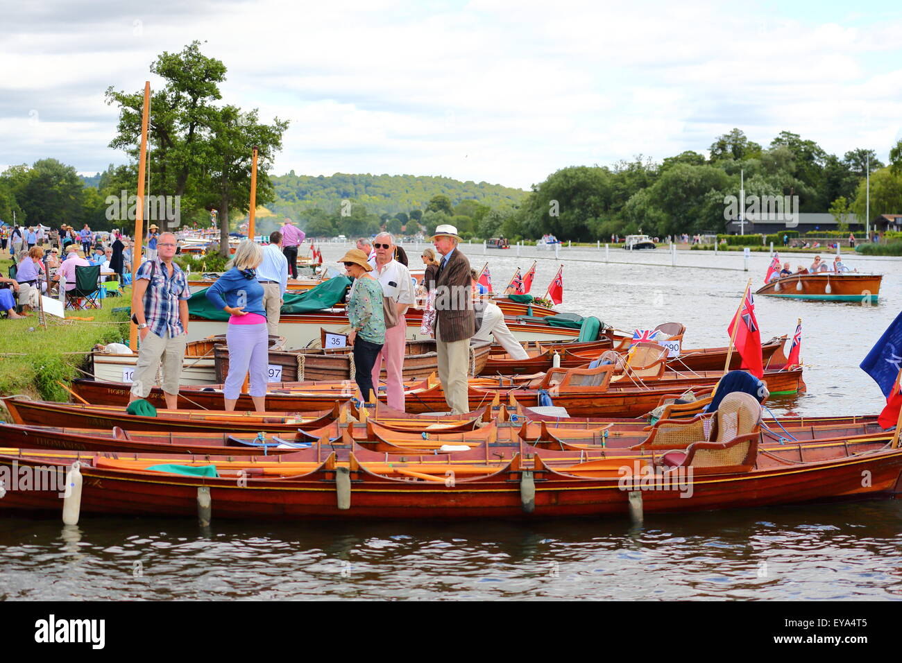 Classic rowing boats at the Henley Traditional Boat Festival 2015 Stock Photo