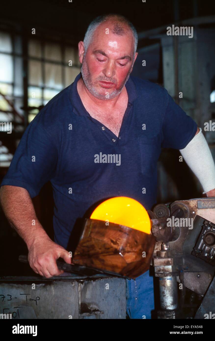 County Waterford, Ireland; Glassblowing At A Crystal Factory Stock ...