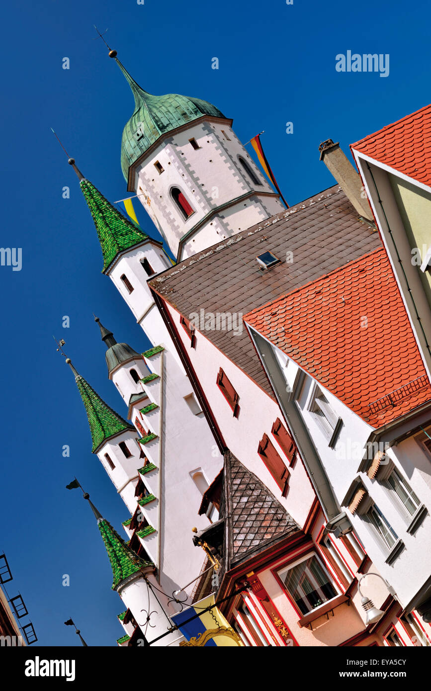 Germany, Baden-Württemberg: Detail of the church tower and New