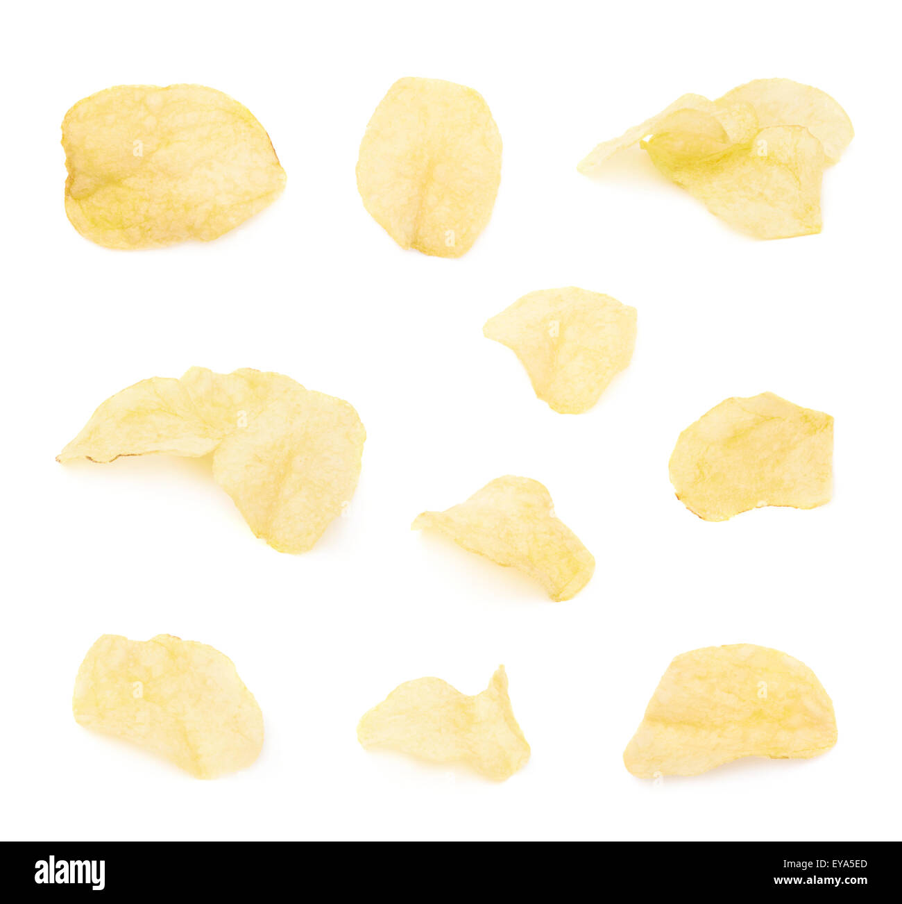 Yellow potato chips isolated Stock Photo Alamy