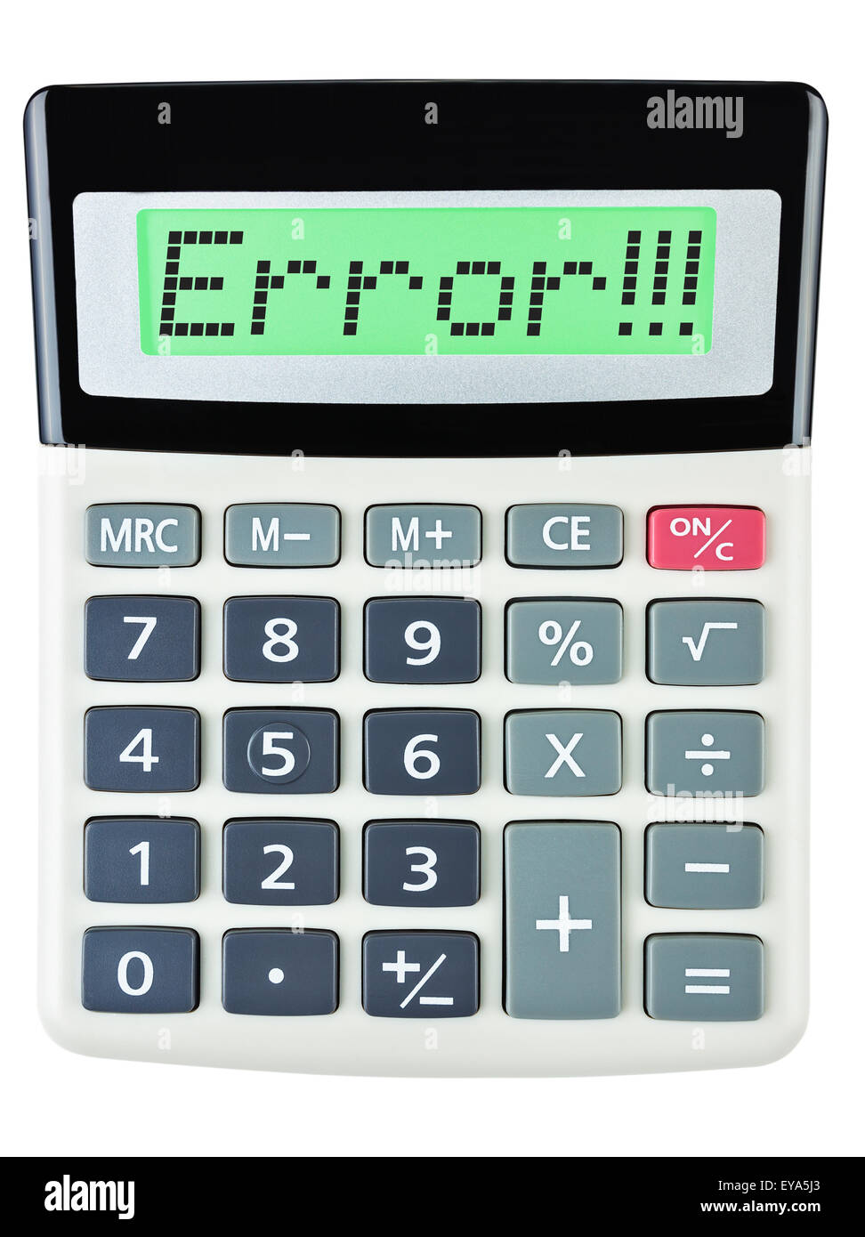 Calculator with Error on display on white background Stock Photo Alamy