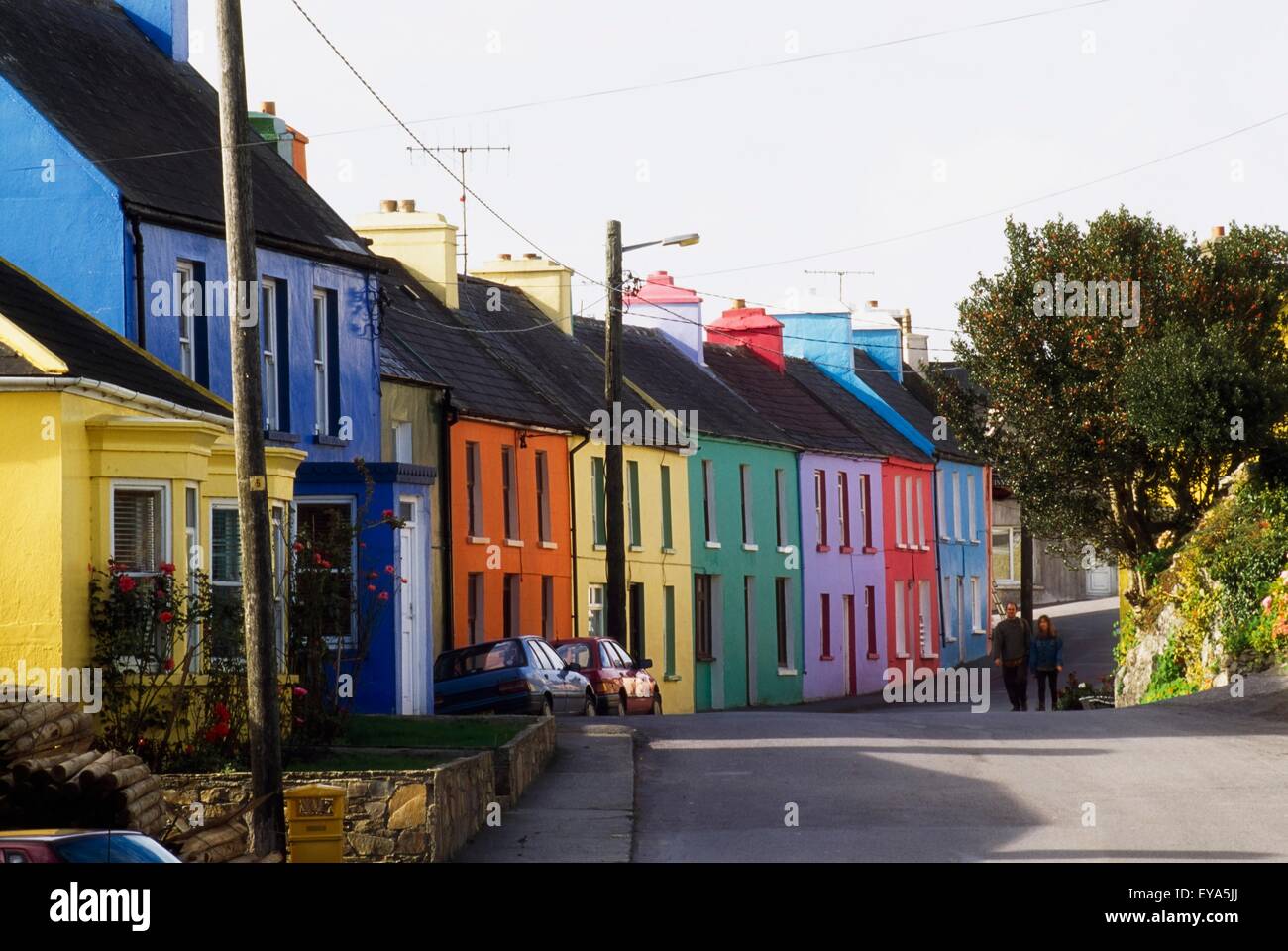 Eyeries, Beara Peninsula, Co Cork, Ireland; Colorful Houses In A