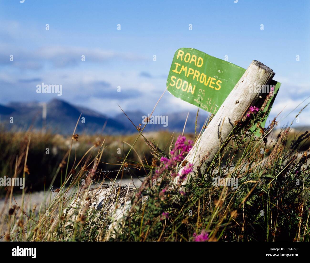 Ireland; Temporary Road Sign Stock Photo Alamy