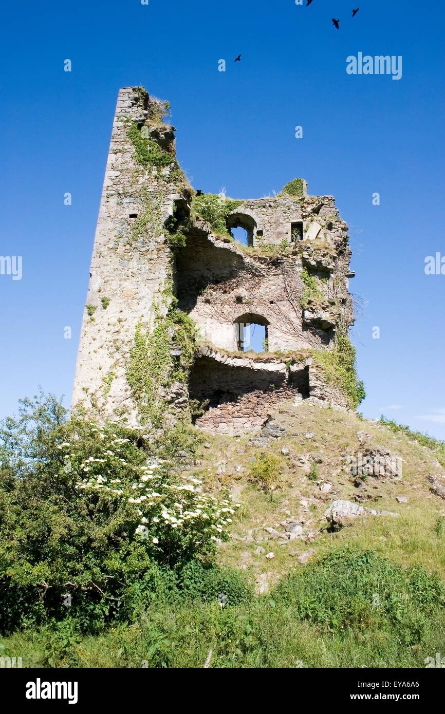 Ruined Castle, Clonea, Near Croaghaun Mountain, Co Waterford, Ireland Stock Photo