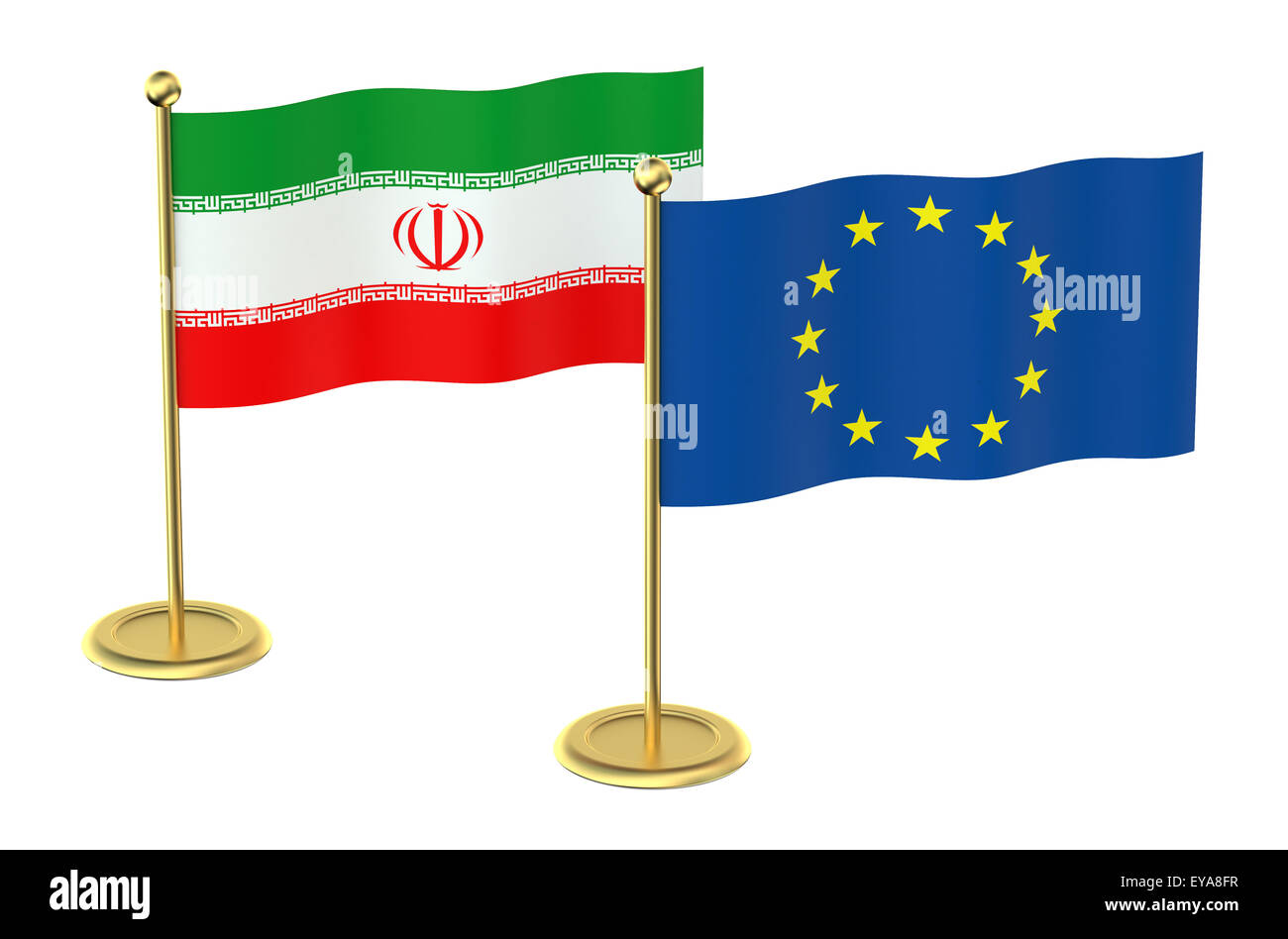 meeting EU with Iran concept isolated on white background Stock Photo