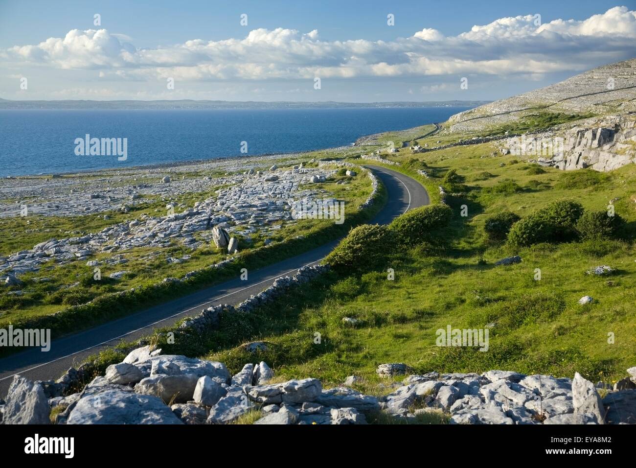 Road Through The Burren, Black Head, County Clare, Ireland Stock Photo