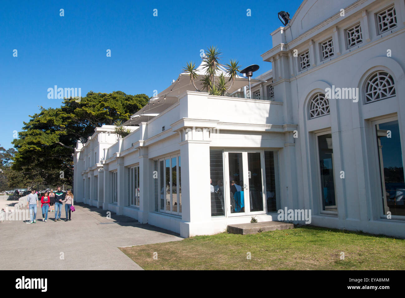 Bathers Pavilion Restaurant at  Balmoral Beach in Sydney, Australia, a heritage listed building beside Edwards beach Stock Photo