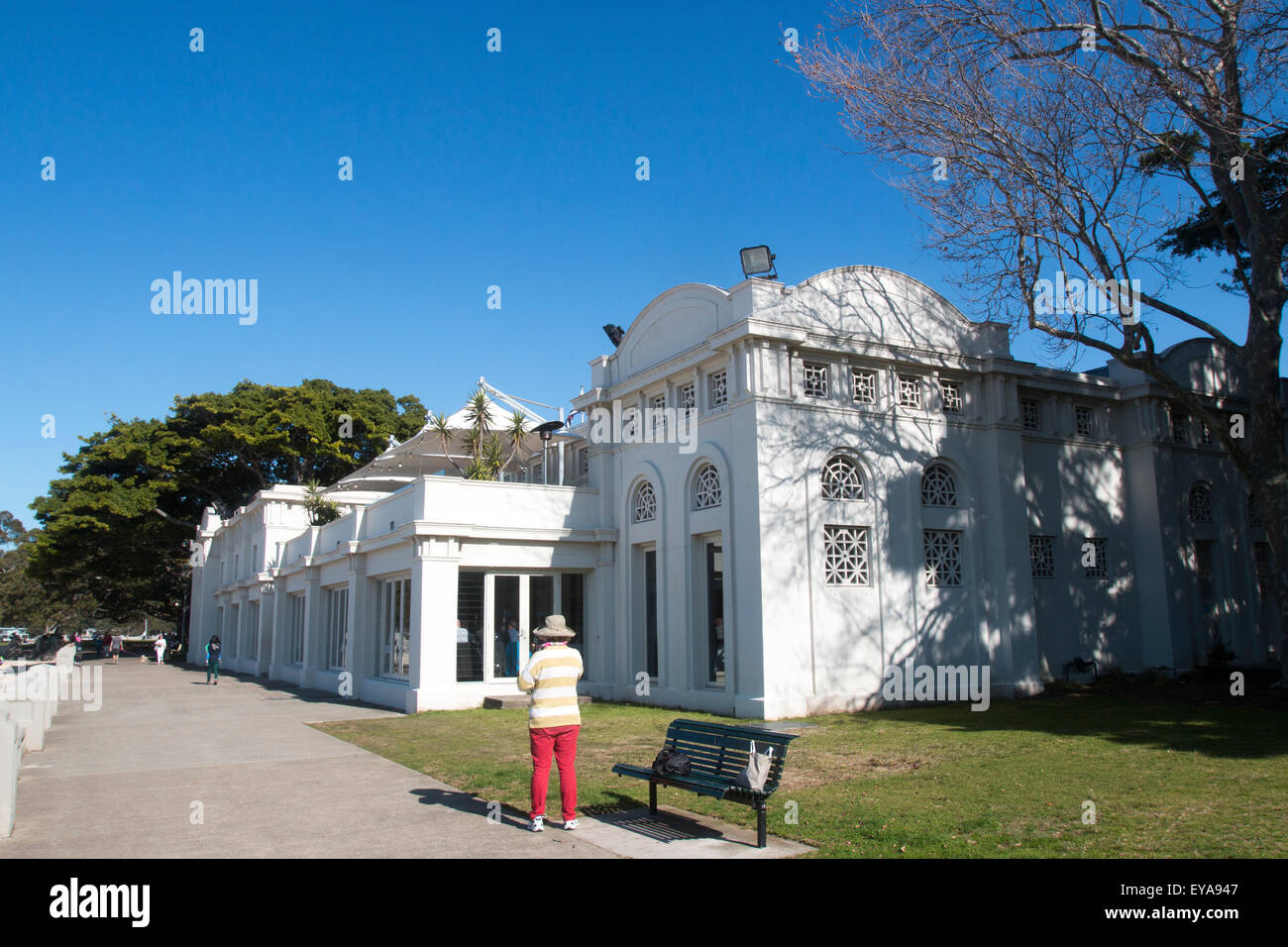 Bathers Pavilion Restaurant at  Balmoral Beach in Sydney, Australia, on a sunny winters july day Stock Photo