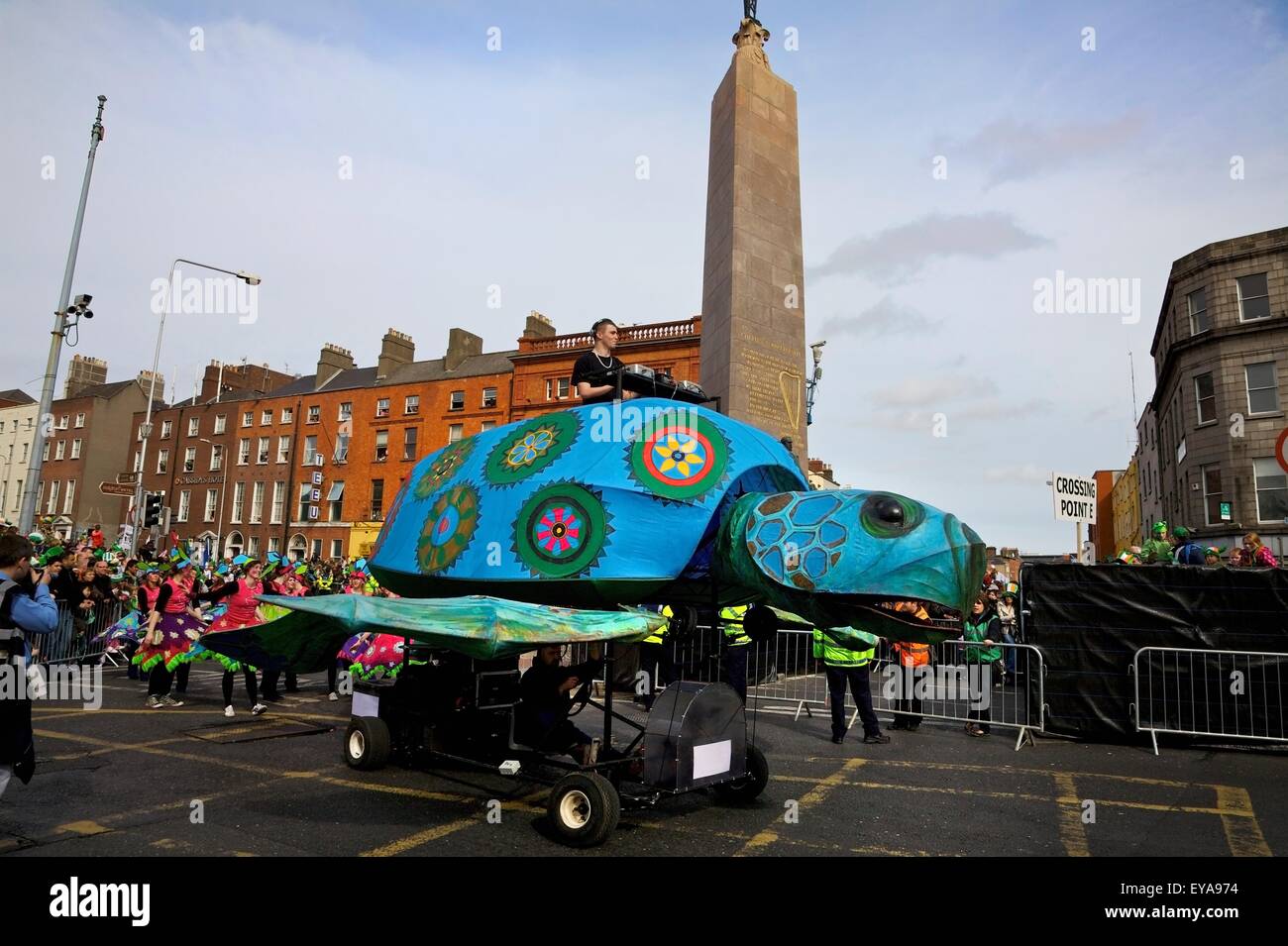 Dublin, Ireland; A Turtle Float In A Parade On O'connell Street Stock