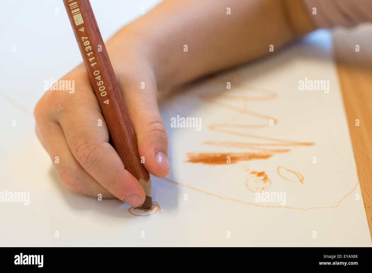 Berlin, Germany, painting a child's hand in Kita Stock Photo