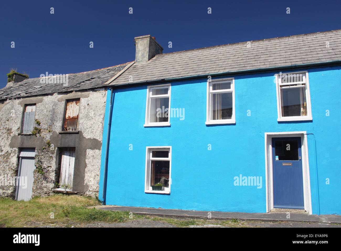 Blue House On The Beara Peninsula In Munster Region; Allihies Village
