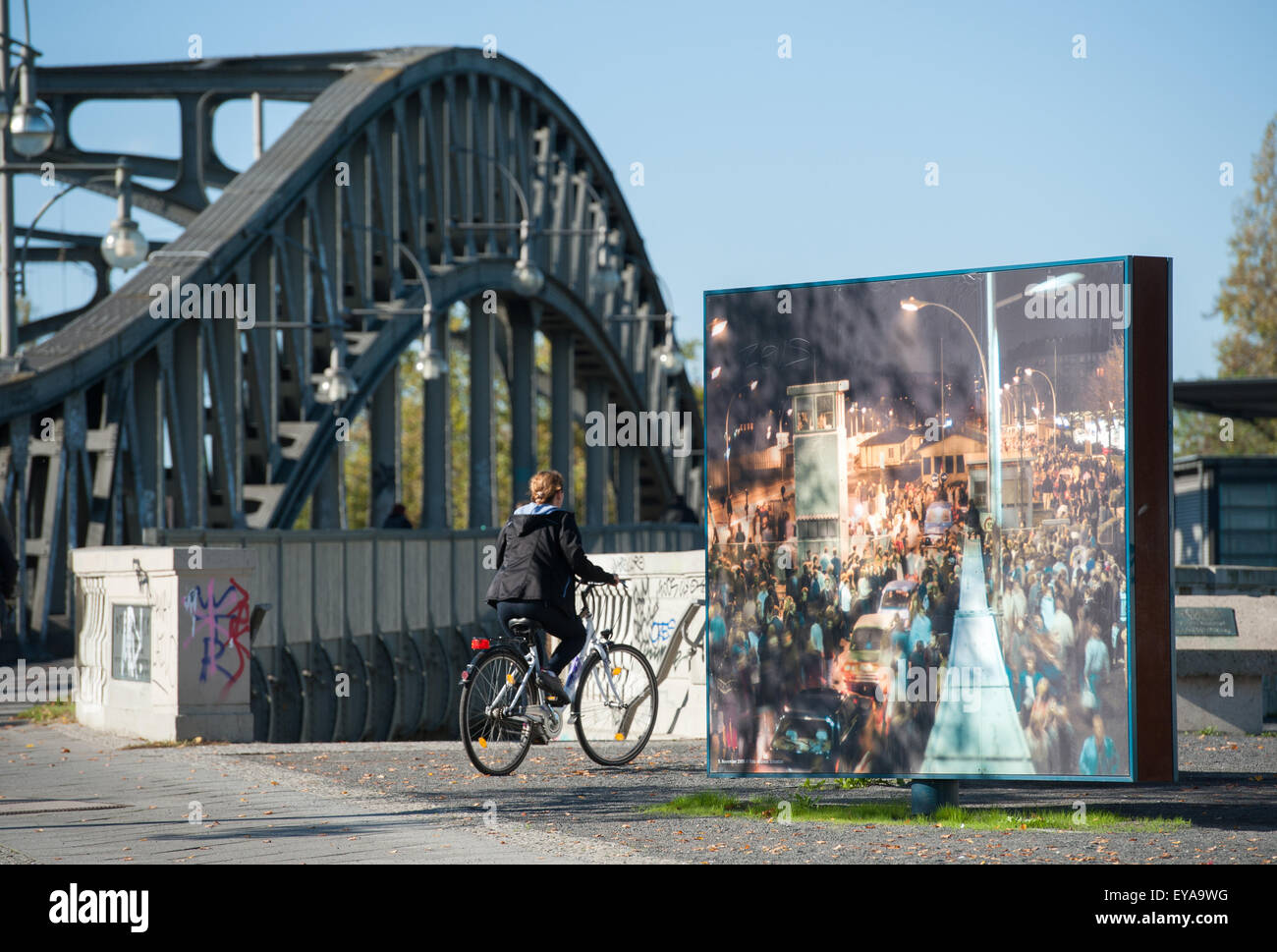 Berlin, Germany, the Bornholmer Bruecke at the former border crossing at Bornholmer Str. With ...