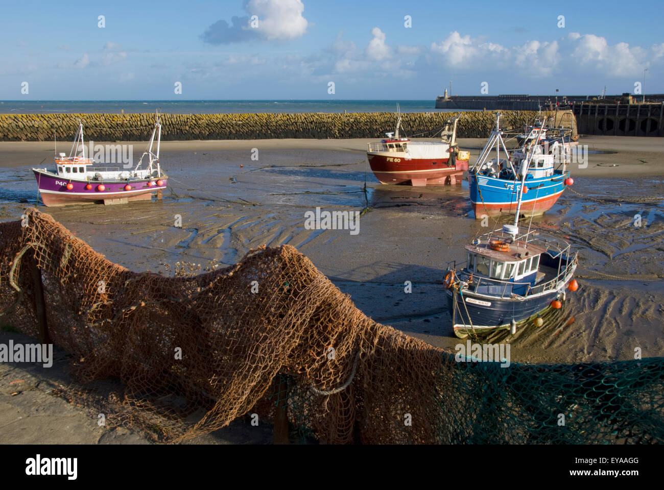 Boats In Folkstone Harbour Stock Photo