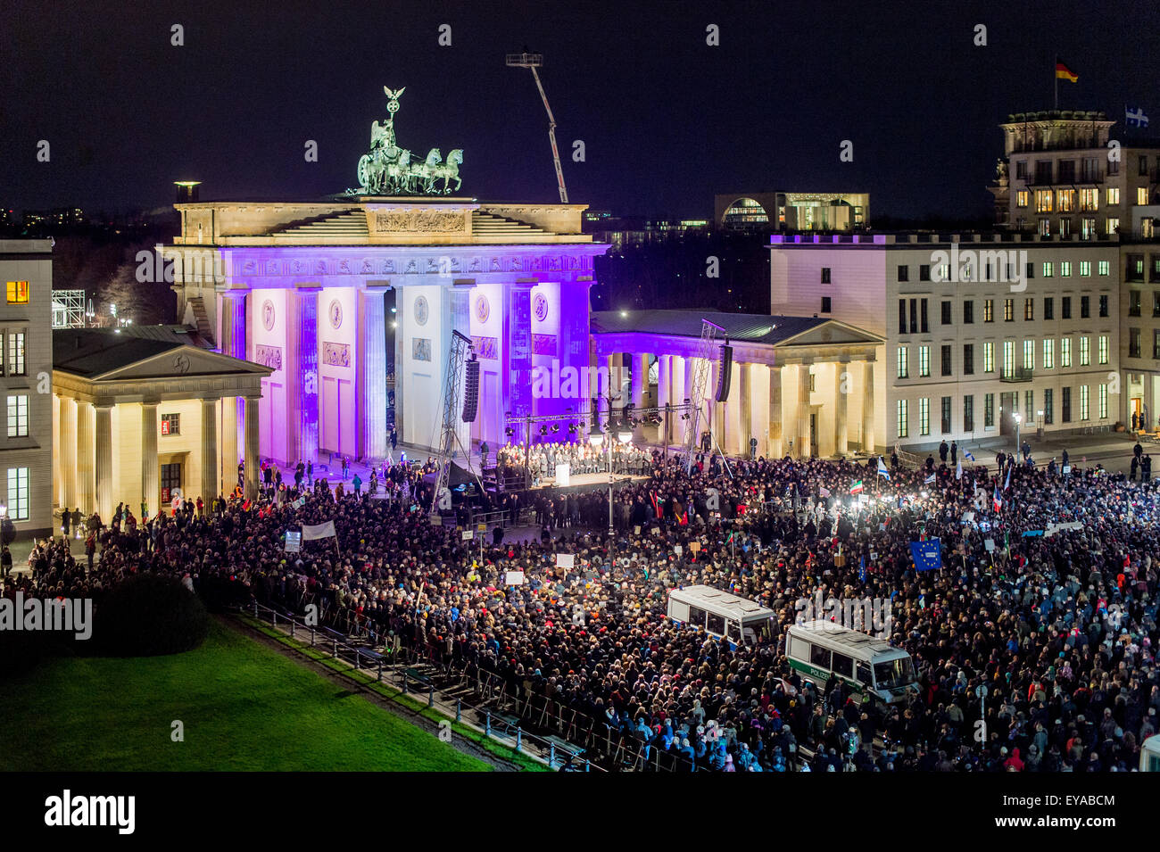Berlin, Germany, rally against terror in front of the Brandenburg Gate Stock Photo