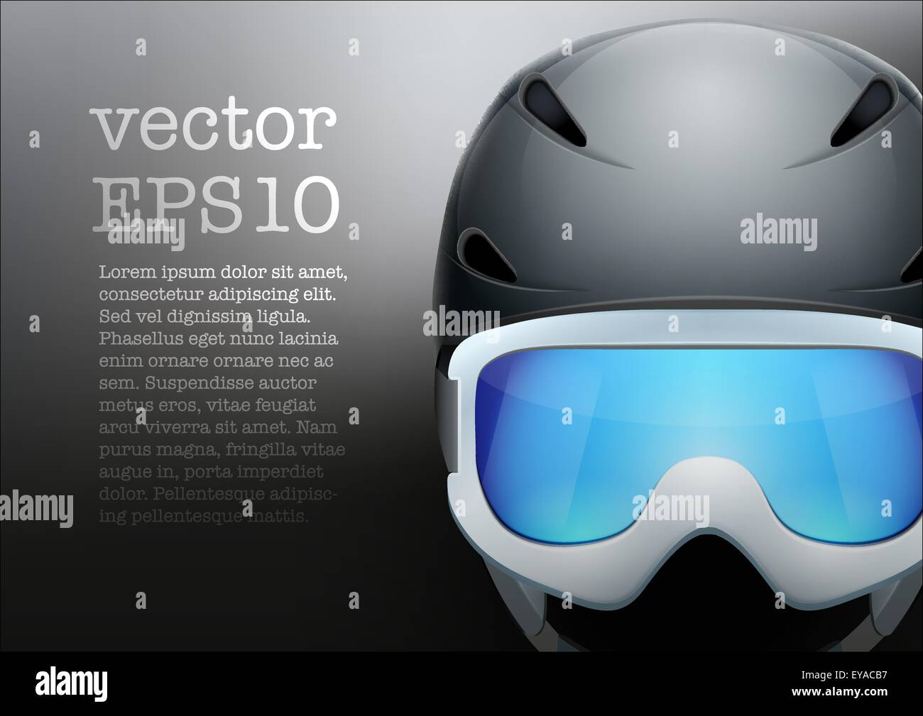 Background of Classic Ski helmet and snowboard goggles. Vector isolated