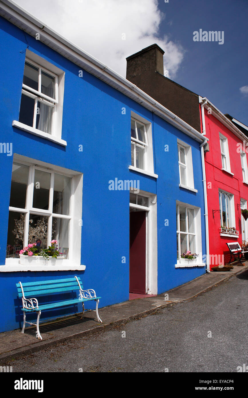 Blue And Red Houses In Eyeries Village On The Beara Peninsula In West