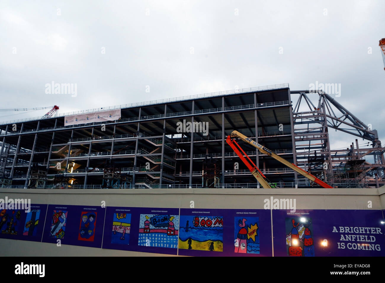 Liverpool, UK. 24th July, 2015. Anfield Redevelopment. The new stands gradually rises from the ground © Action Plus Sports/Alamy Live News Stock Photo