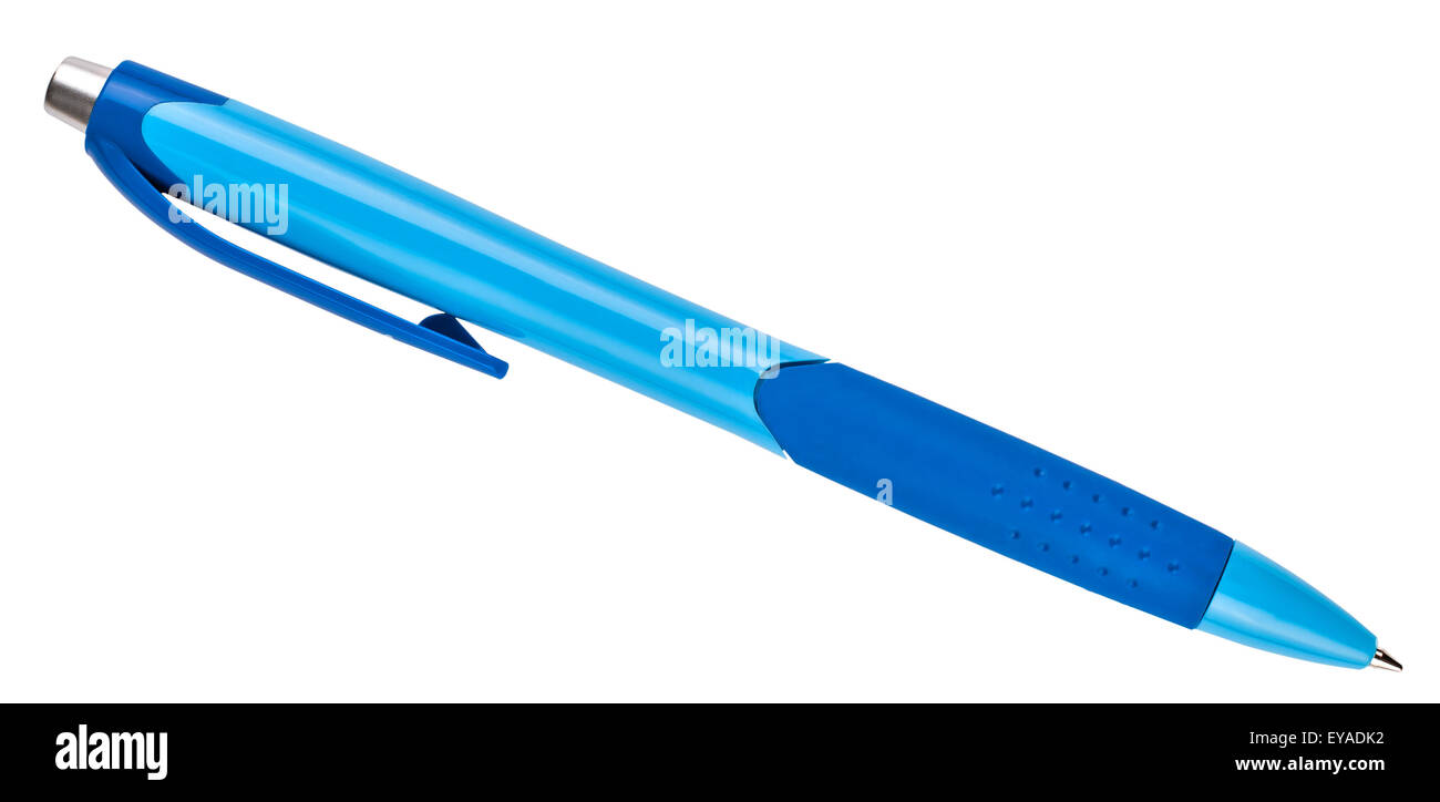 the blue ballpoint pen isolated on white background Stock Photo - Alamy