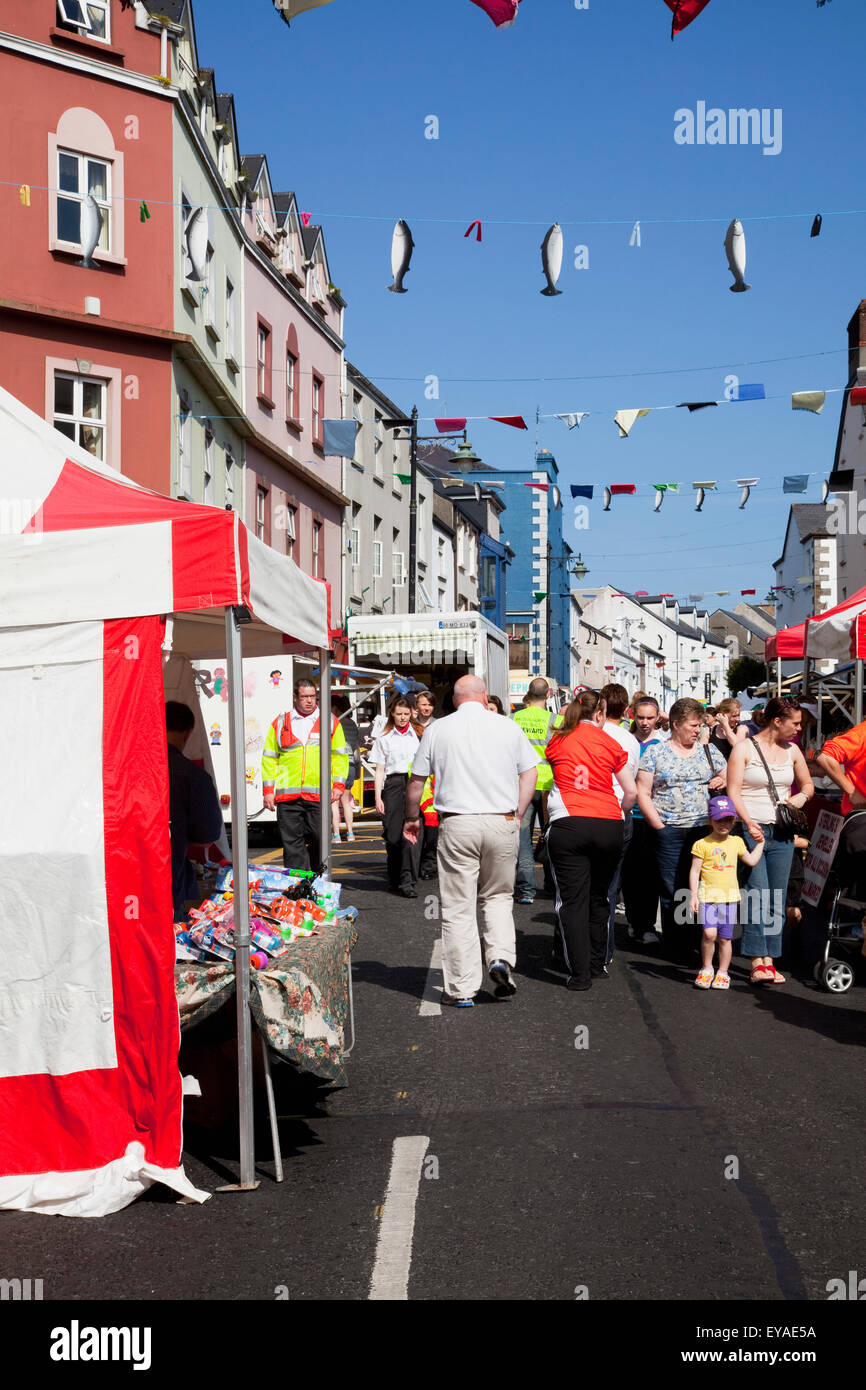 People Shopping At The Salmon Festival; Ballina County Mayo Ireland Stock Photo