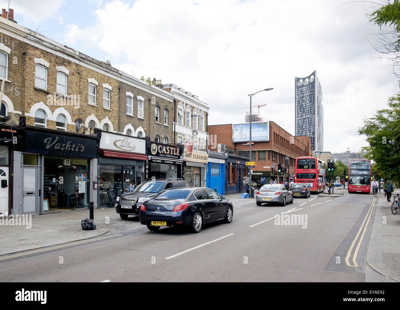 Walworth Road, Southwark, London approaching the Strada SE1 tower at