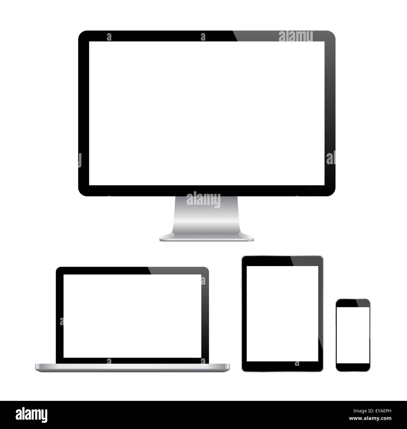 Modern monitor, computer, laptop, phone, tablet Stock Photo