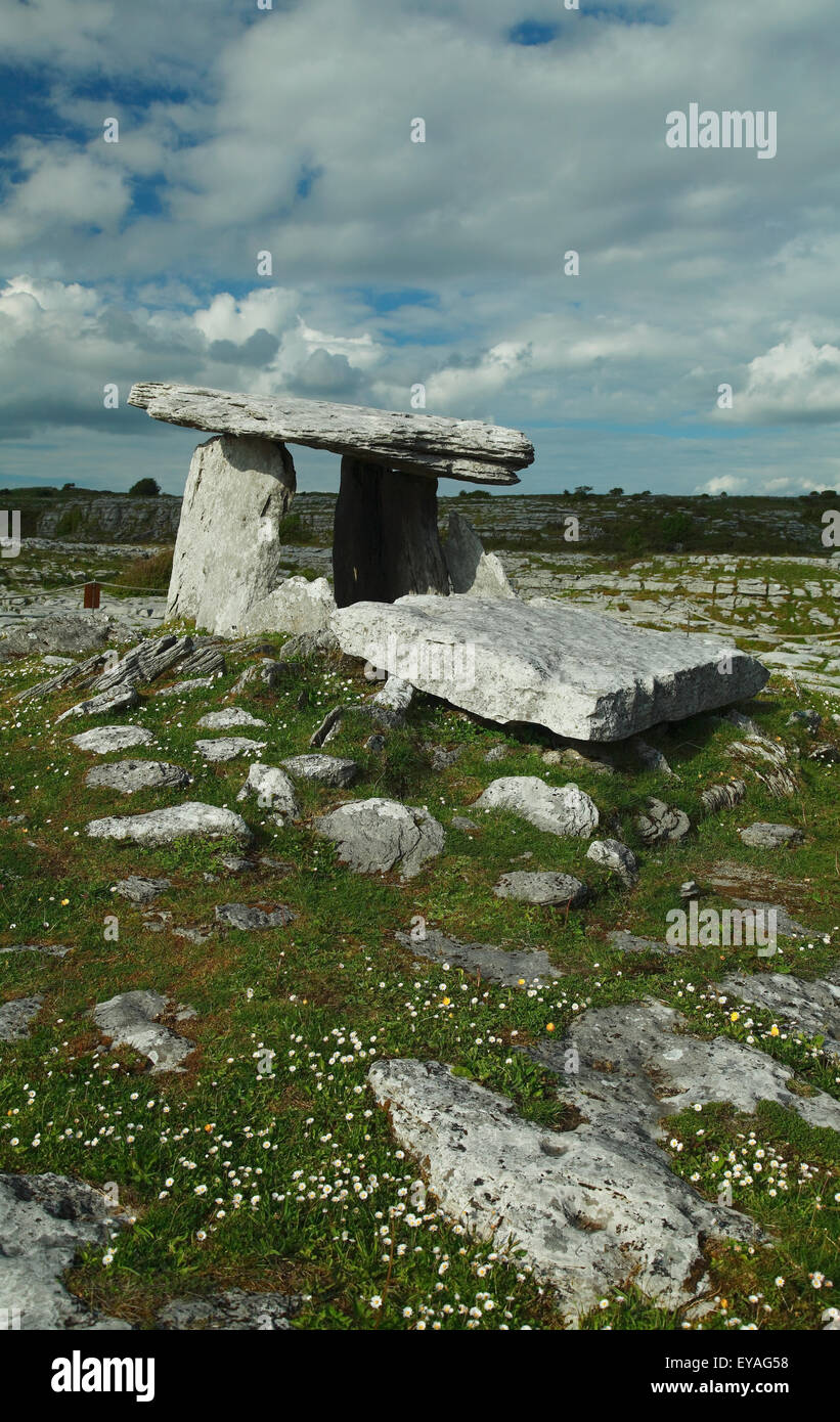 Poulnabrone portal dolmen tomb in the Burren region; County Clare, Ireland Stock Photo
