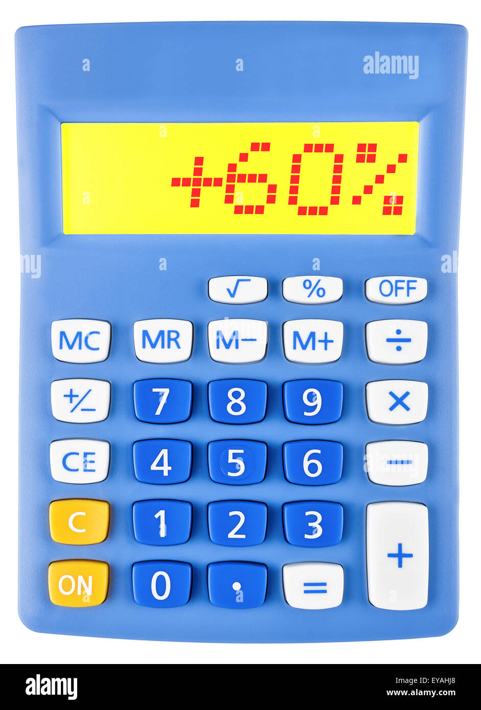 Calculator with 60 on display on white background Stock Photo