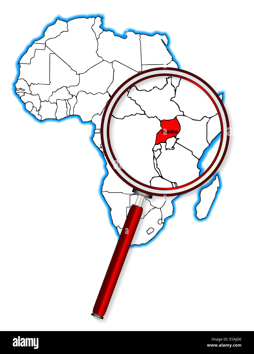 Uganda Outline Inset Into A Map Of Africa Over A White Background Stock Photo Alamy