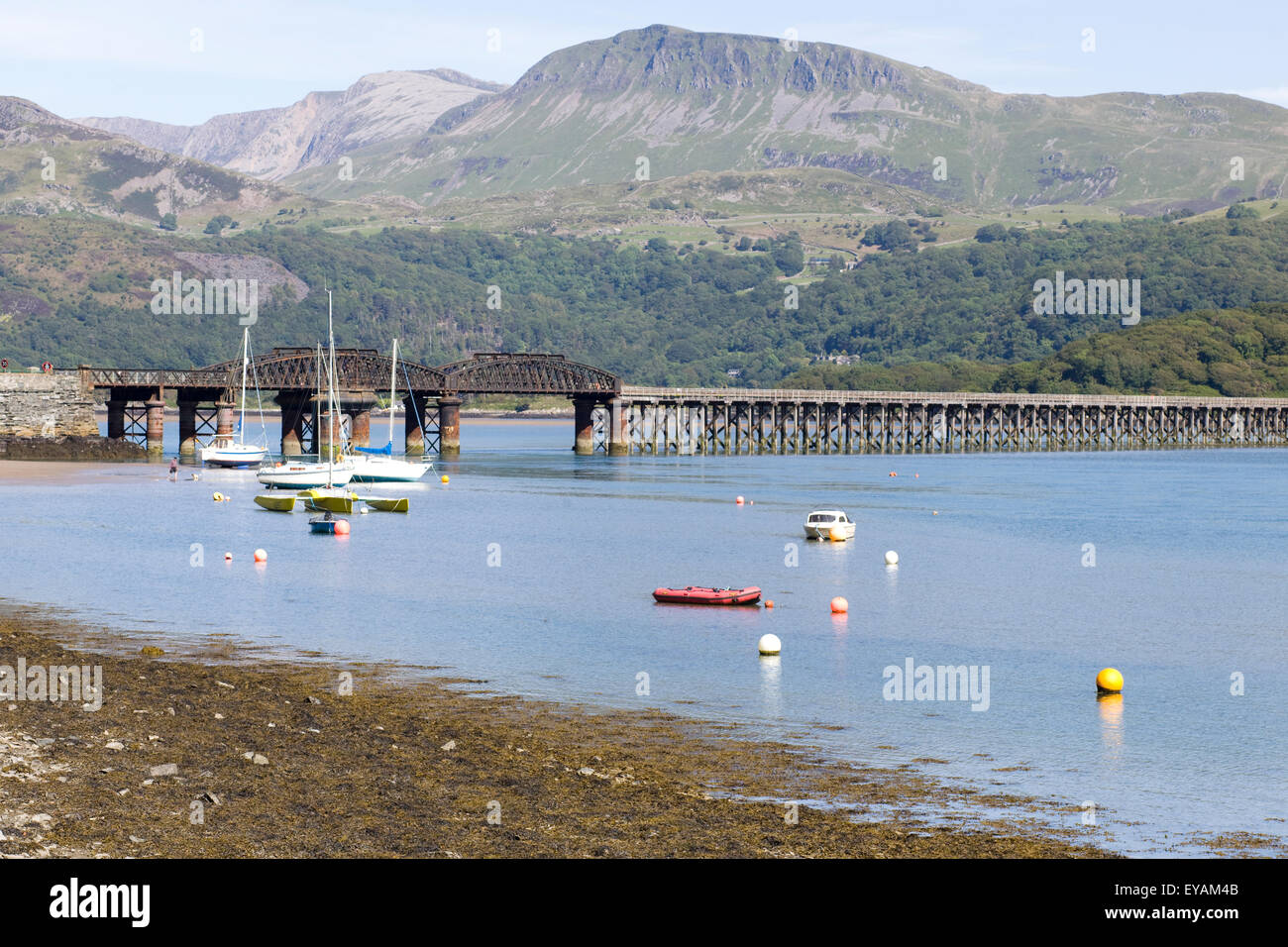 Barmouth Beach wales "Barmouth Viaduct Stock Photo Alamy
