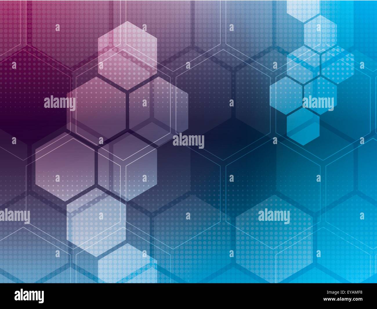abstract background with blue and purple hexagons and wires Stock ...