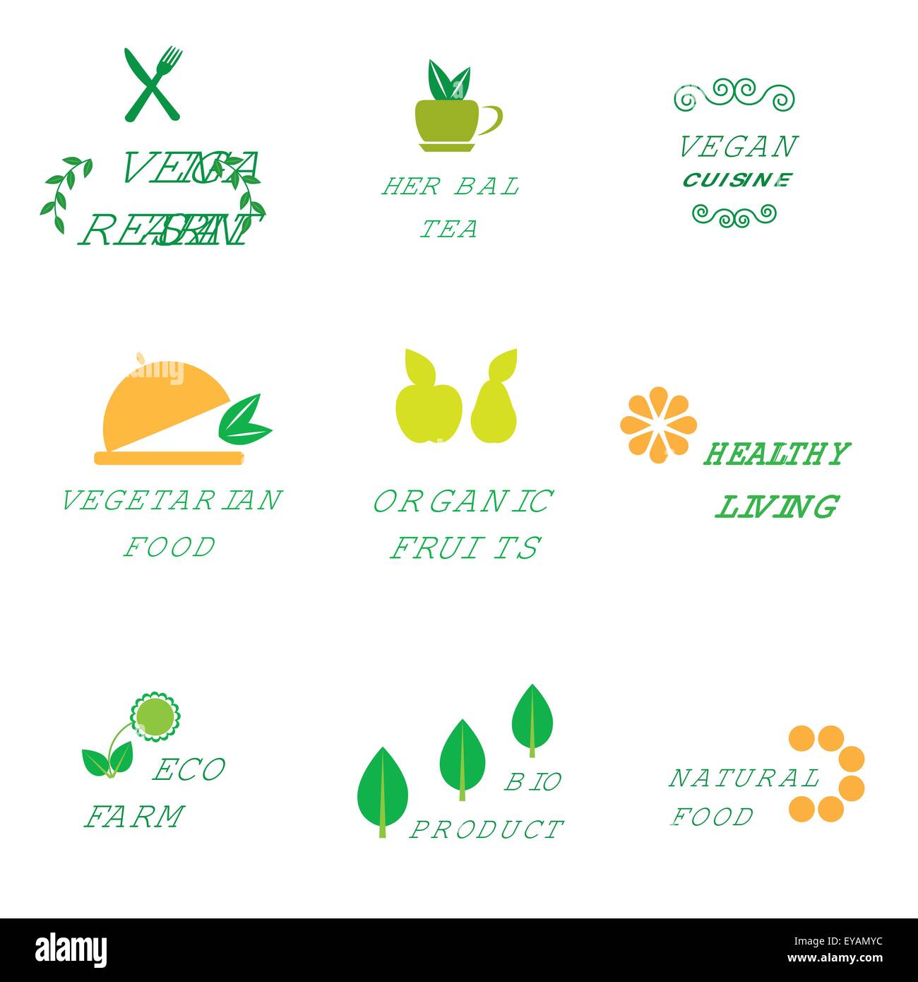 Set of logos for organic and natural food Stock Vector Image & Art - Alamy