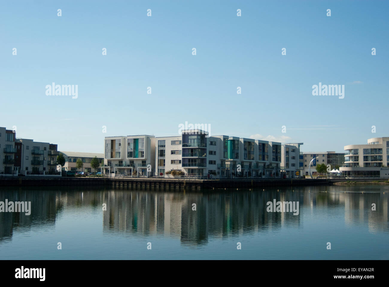 Documentary image of apartments on the waterside of Portishead Marina