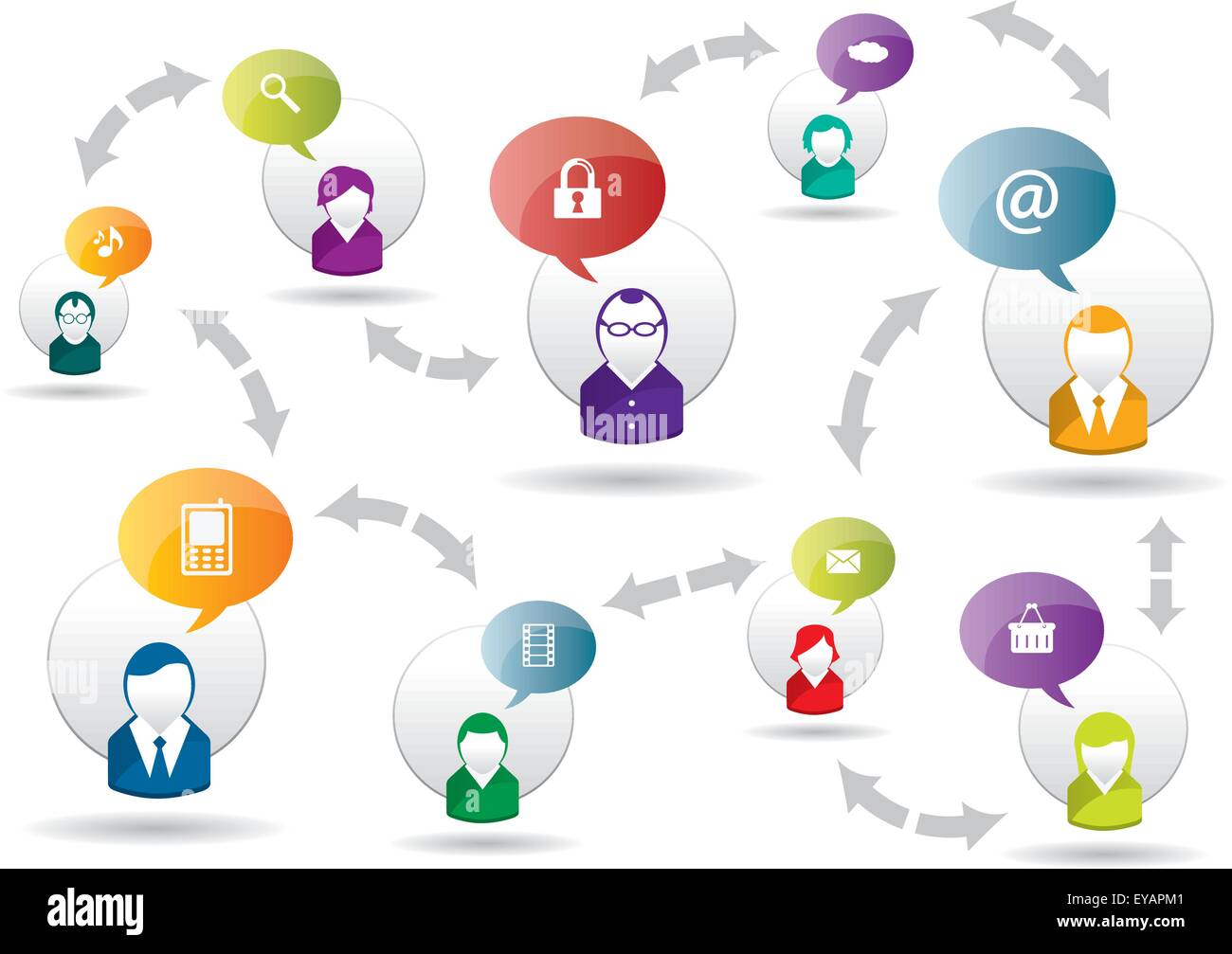 Social network sharing and security in the internet stock vector image