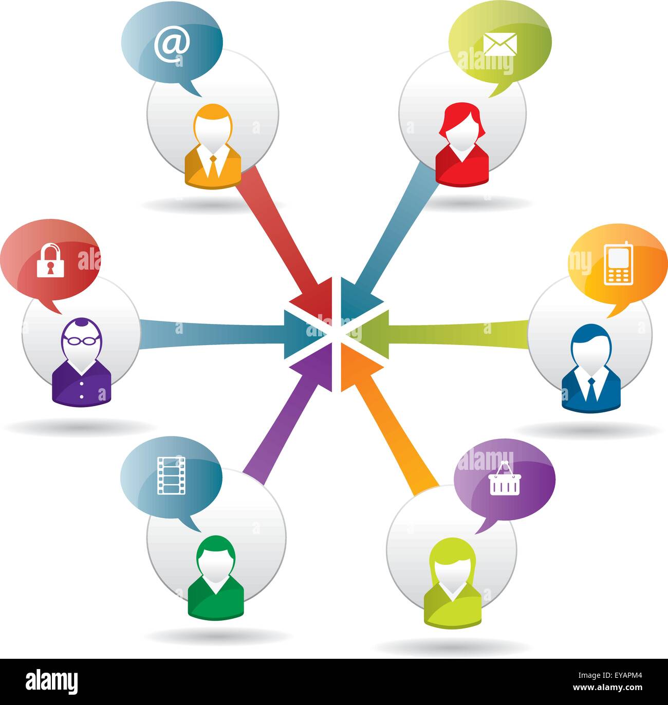 Social network sharing and security in the internet stock vector image