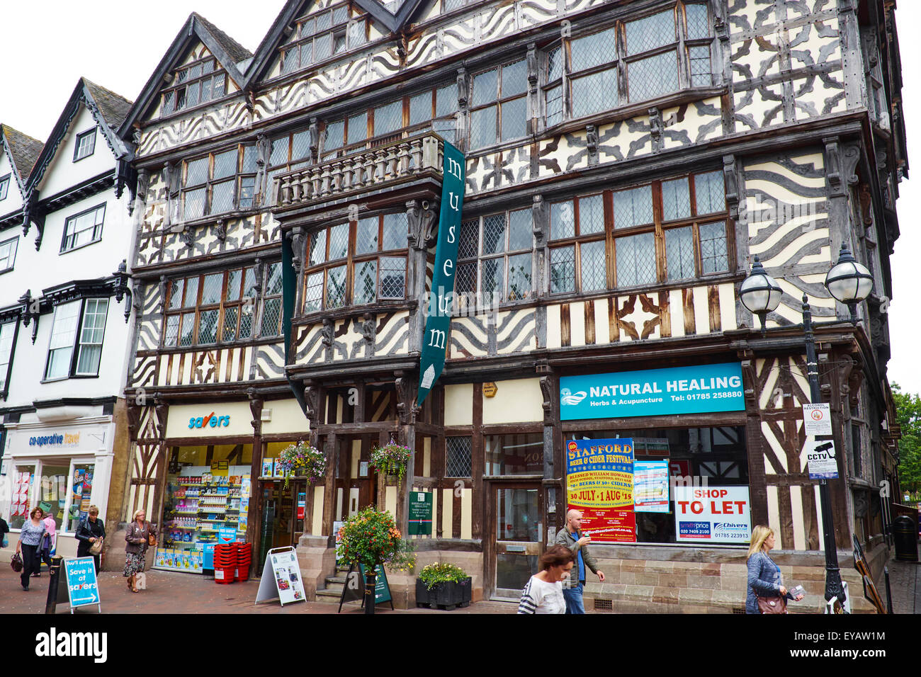 Elizabethan Ancient High House In The Town Centre Is The Largest Timber-Framed Town House In England Stafford Staffordshire UK Stock Photo
