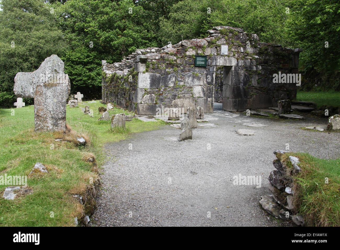 Reefert Church at Glendalough Monastic Site in County Wicklow Stock Photo