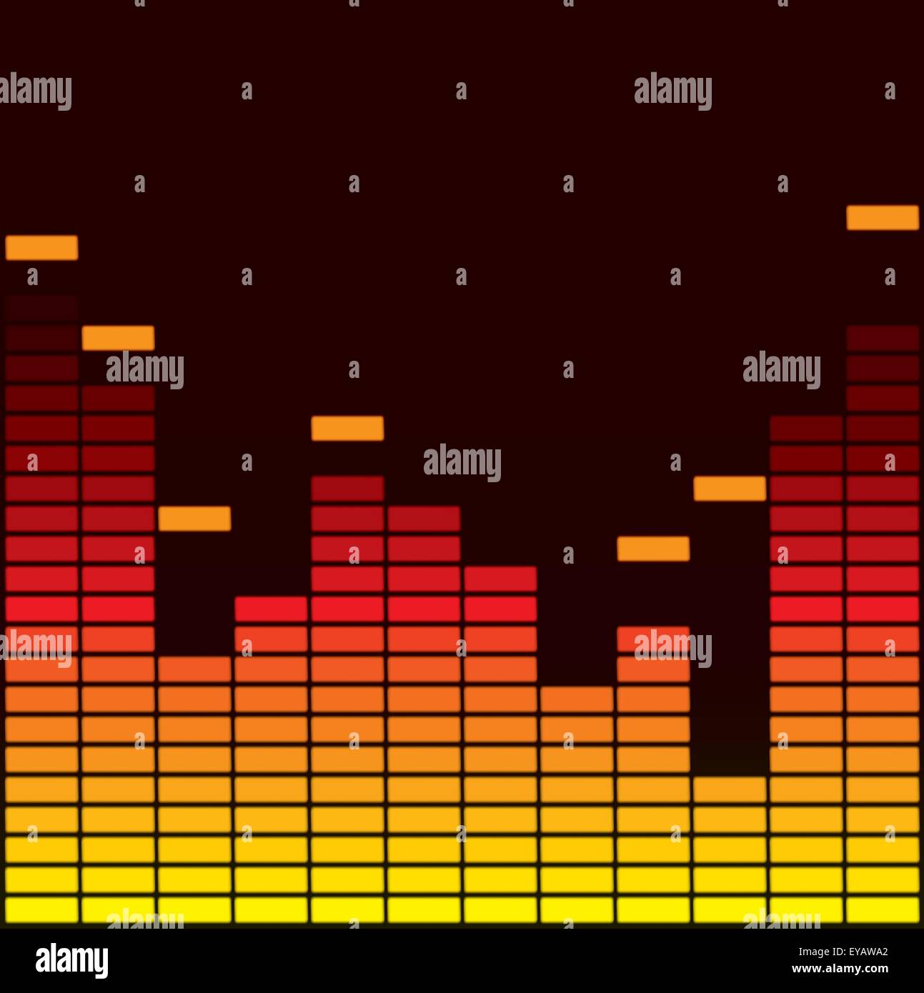 Yellow and red sound equalizer isolated on black background Stock