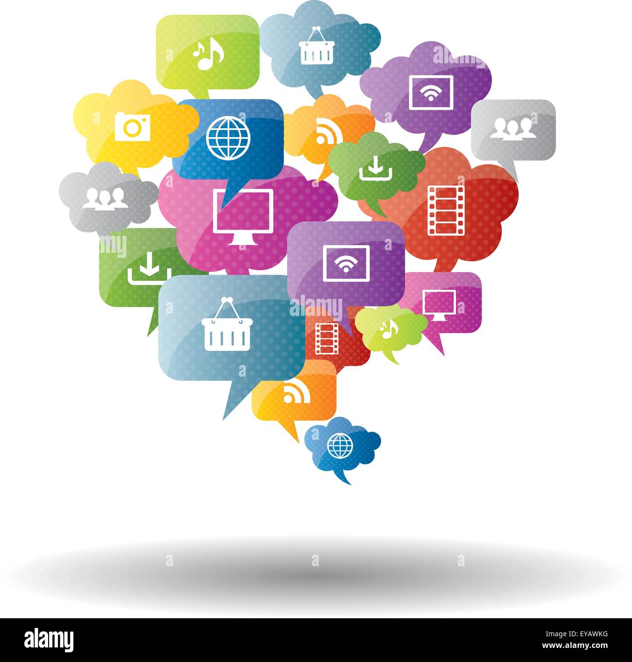 Social network sharing and security in the internet stock vector image